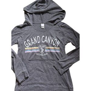 Grand Canyon Womens Long Sleeve Hooded T-Shirt-Gray-Small-GUC